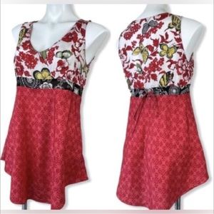 2/$30 Cabi All silk tank top with flowers & butterfly L  vintage